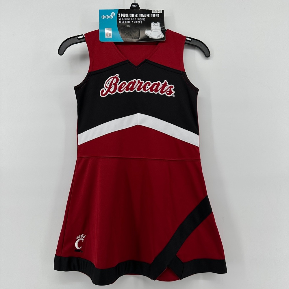 Gen2 Cincinnati Bearcats Kids Cheer Jumper Dress 2pc Set Red Black M 5/6
